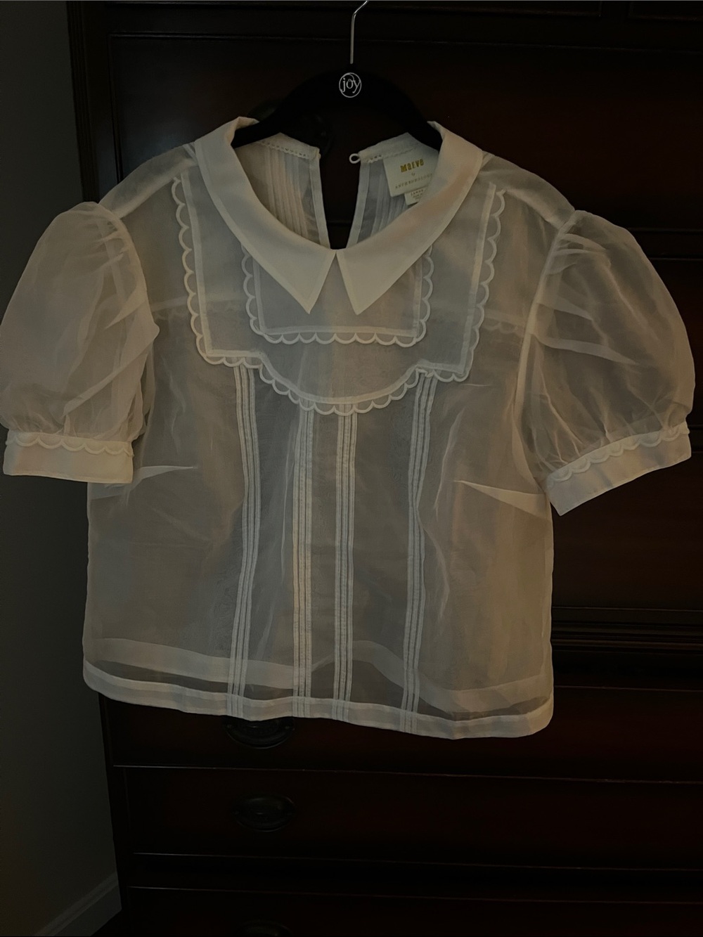Sheer White Peter Pan Collar Blouse - Picture 1 of 3